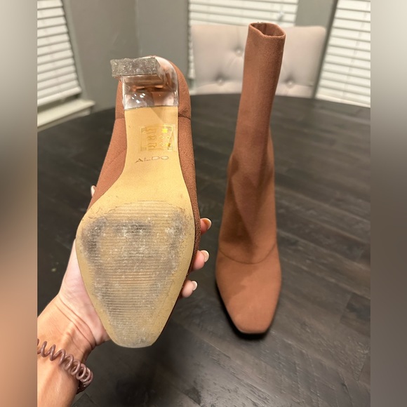 Mauve heeled boots with transparent heel. Womens size 8 - Picture 4 of 4